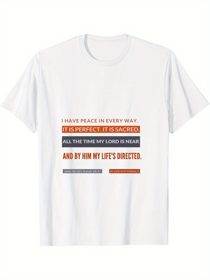 Men's Graphic T-Shirt Peaceful Sacred Words With Contrasting Highlighted Block Text Message