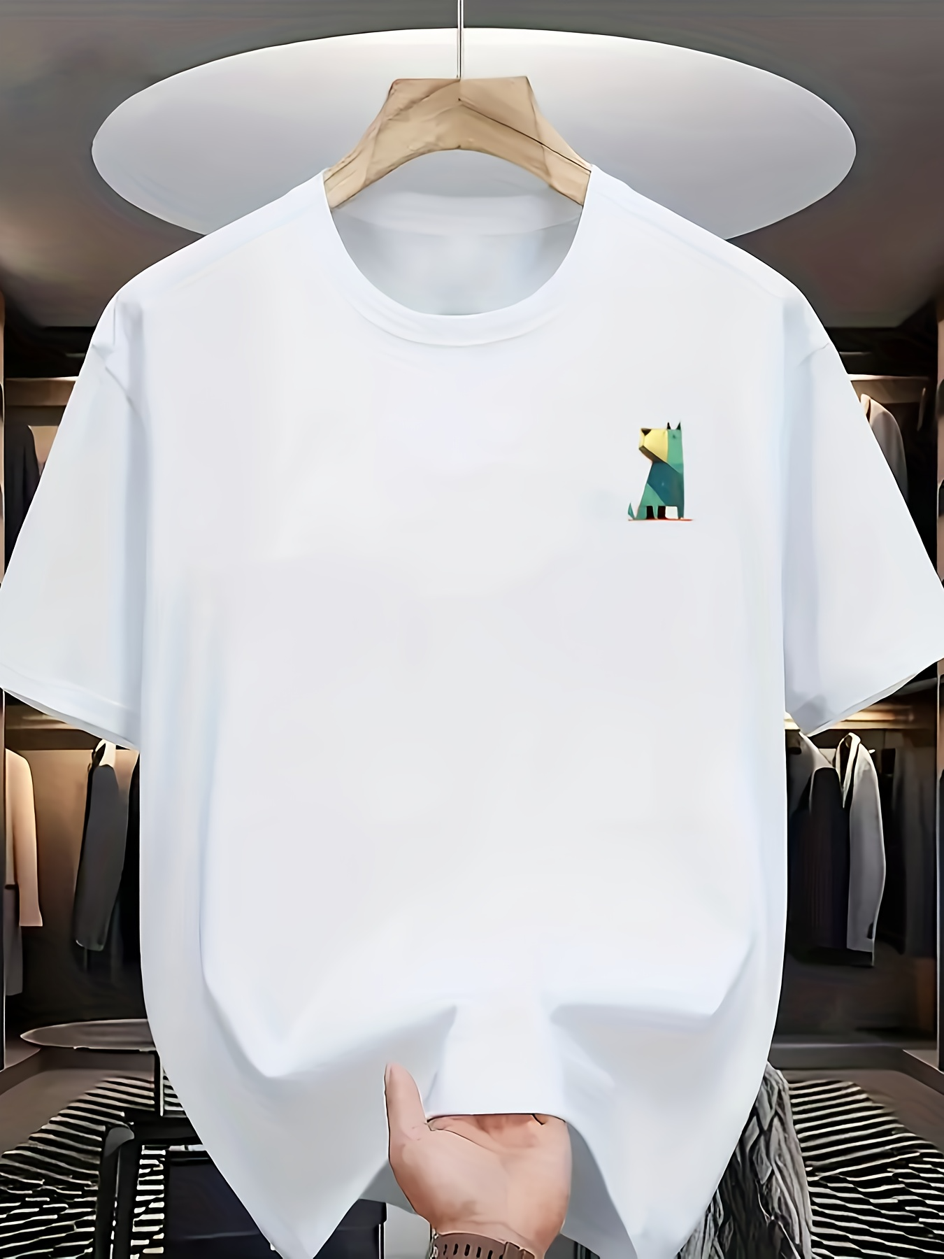 Men's Graphic T-Shirt Geometric Colorful Design Sitting On The Chest Area Parrot