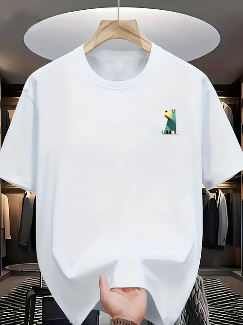 Men's Graphic T-Shirt Geometric Colorful Design Sitting On The Chest Area Parrot