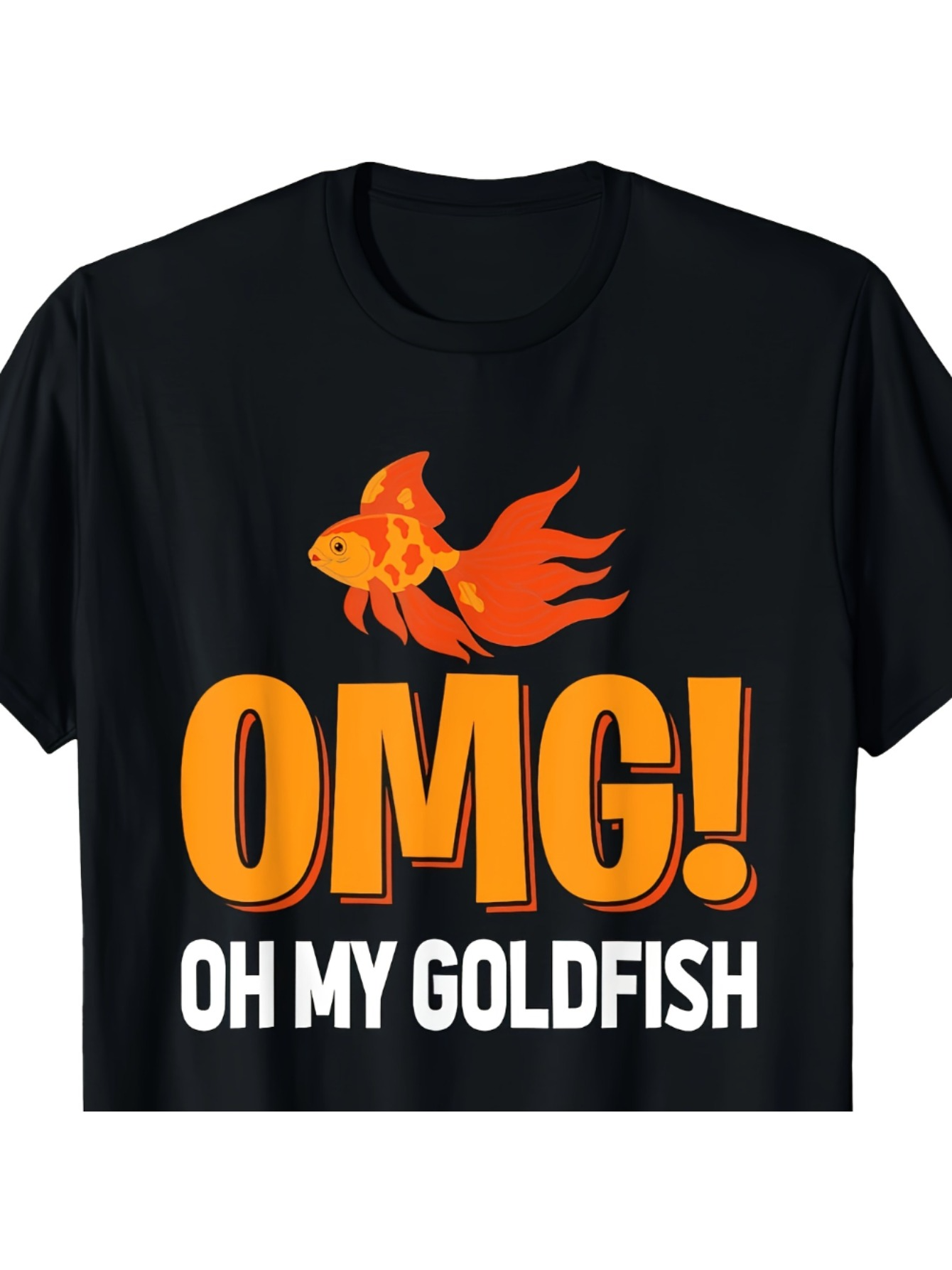 Men's Graphic T-Shirt OMG Oh My Goldfish With Vibrant Orange Firetail Swimming Goldfish