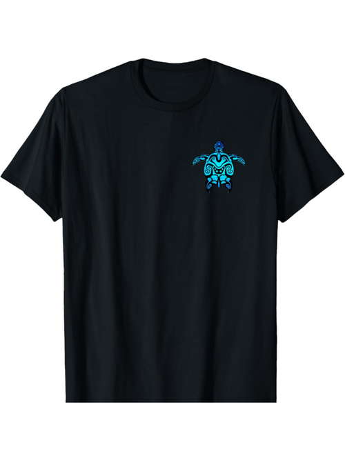 Men's Graphic T-Shirt Blue Ethnic Pattern With Tribal Lines And Mandala Motifs Turtle