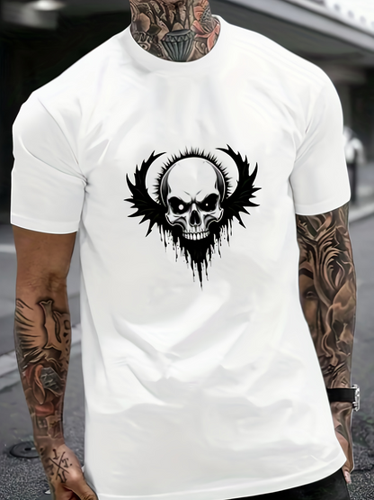 Men's Graphic T-Shirt Dark Abstract Flame Halo Surrounding A Fierce Skull