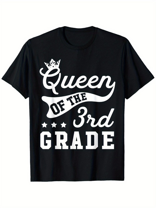 Men's Graphic T-Shirt Queen Of The 3rd Grade With Stylized Crown Accents And Decorative Lettering Shirt