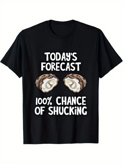 Men's Graphic T-Shirt Todays Forecast With Open Oysters And Pearl Shells T Shirt