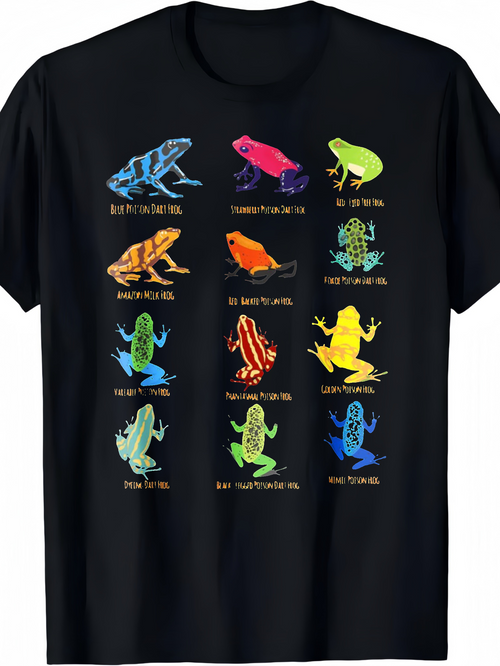 Men's Graphic T-Shirt Colorful Patterns With Neon Spots And Tropical Rainforest Frog Collection