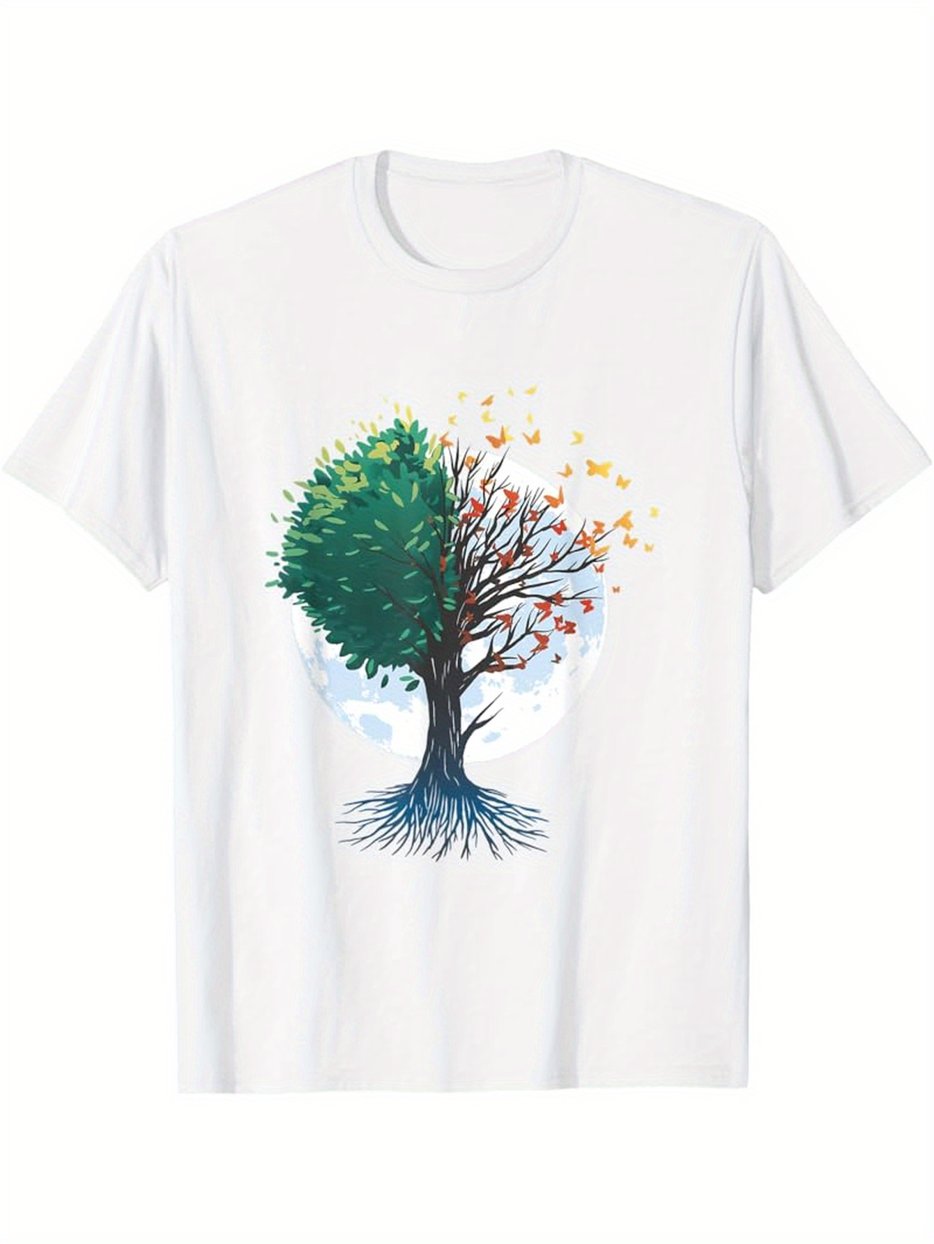 Men's Graphic T-Shirt Flowing Seasons With Leaves Changing Amid Life Tree