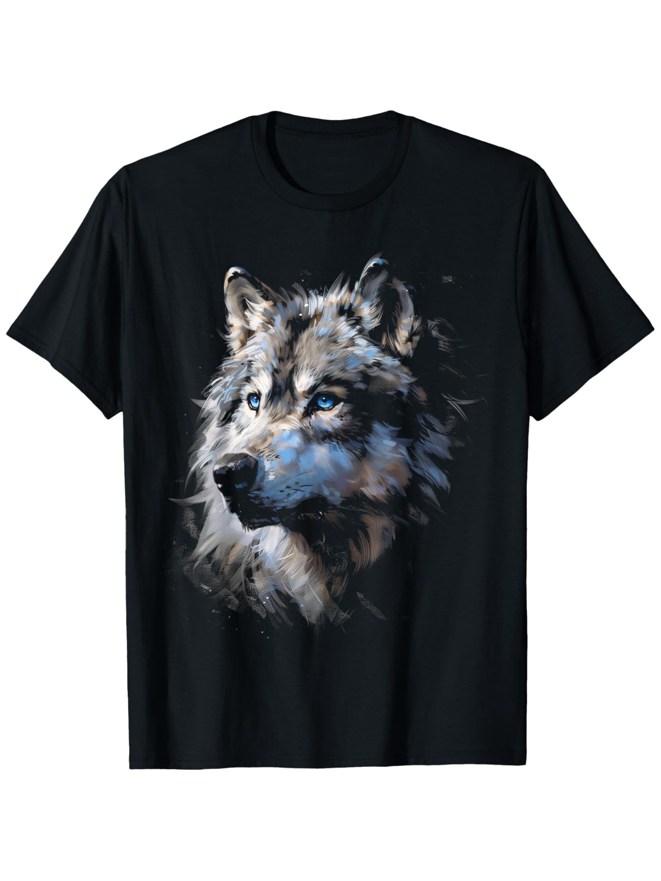 Men's Graphic T-Shirt Wild Spirit In Silvery Moonlight With Lush Fur Majestic Wolf