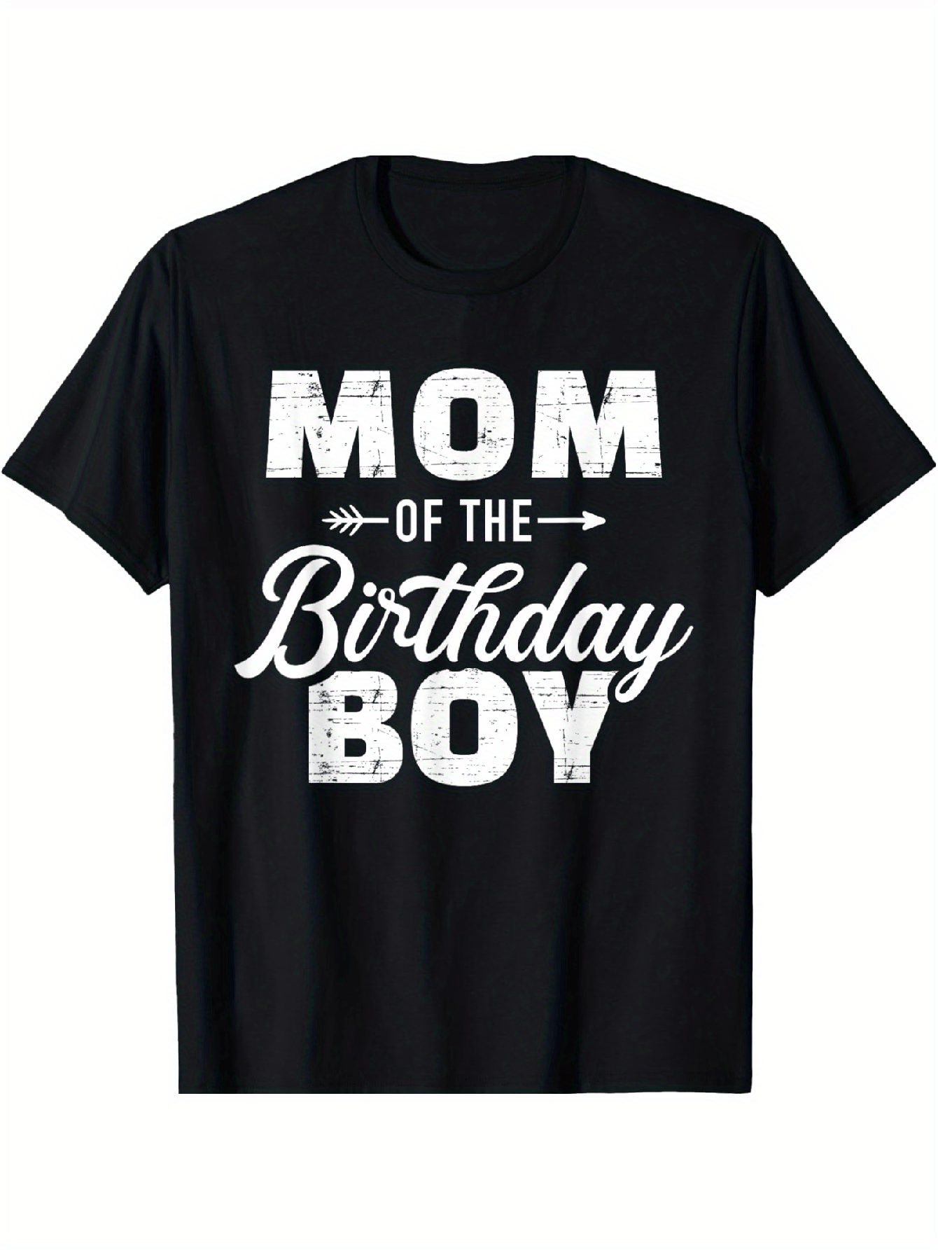 Men's Graphic T-Shirt Mom Of The Birthday Boy White Lettering On Black Cotton Shirt Celebrating Party Theme Tee