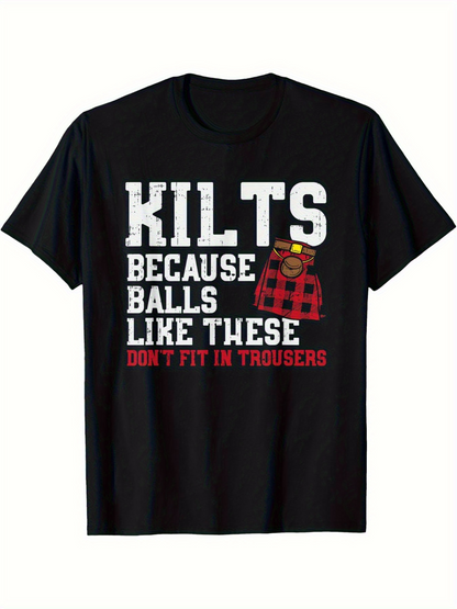 Men's Graphic T-Shirt Kilts Because Balls Like These Plaid Printed Graphic Novelty T Shirt