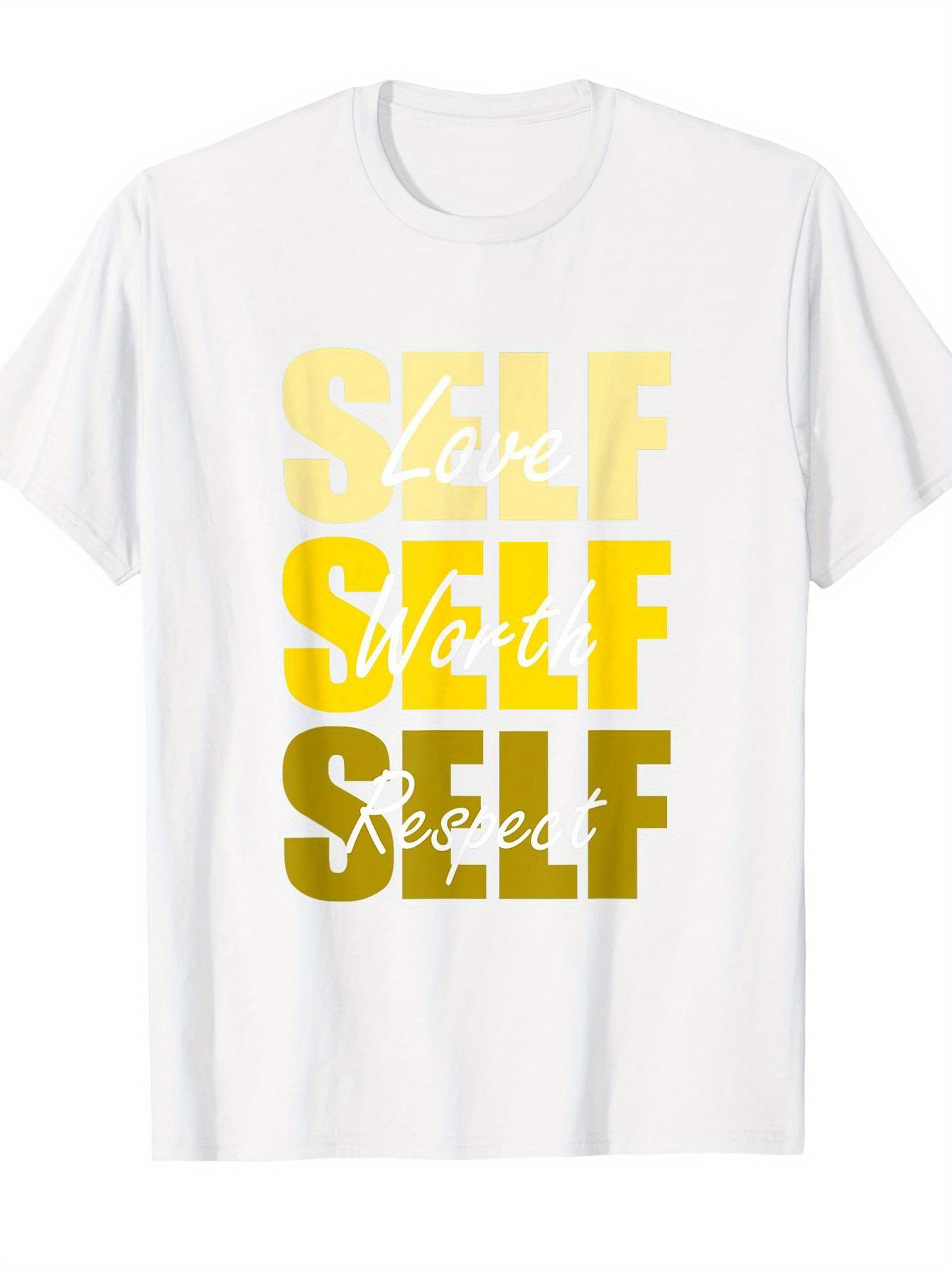 Men's Graphic T-Shirt Love Worth Needed Self Motivation Gradient Letter T Shirt