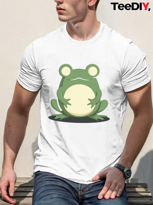 Men's Graphic T-Shirt Playful Cartoon Style Graphic Frog Under Soft Sunlight Frog