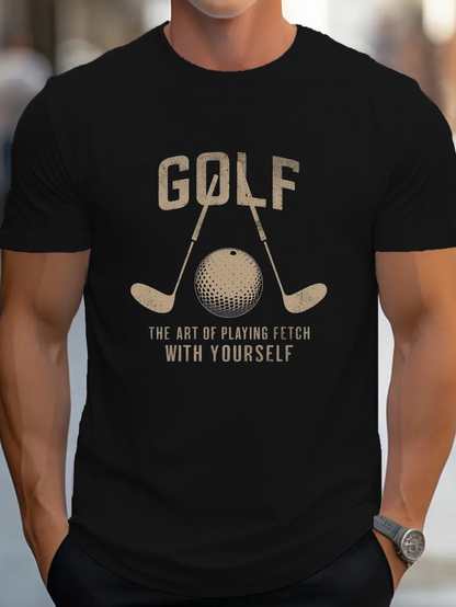 Men's Graphic T-Shirt Golf Slogan Bold Lettering With Minimalist Artistic Golf Ball And Clubs