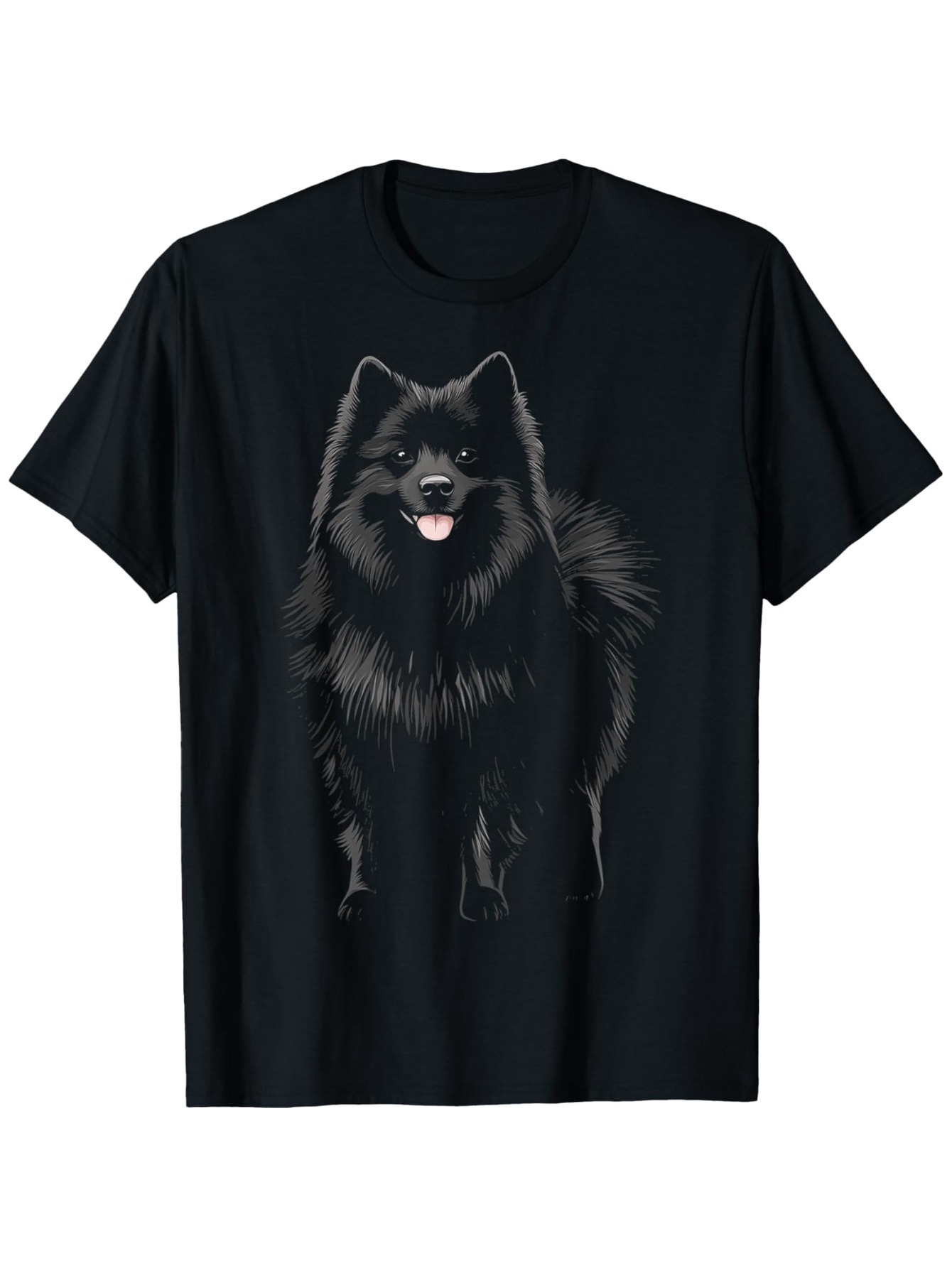 Men's Graphic T-Shirt Radiant Smile Under Soft Shadows Fluffy Black Dog