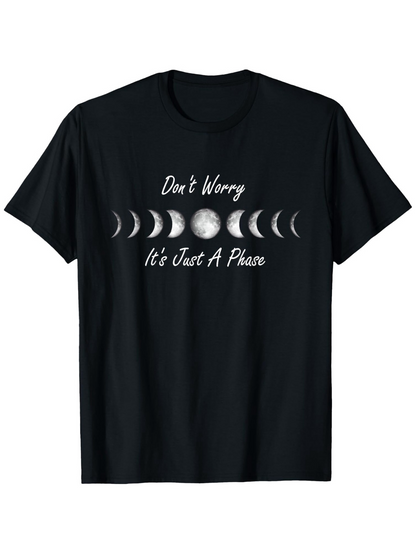 Men's Graphic T-Shirt Dont Worry Its Just A Phase Glowing Crescent Moons Under Night Sky Lunar Phases T Shirt
