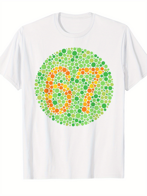 Men's Graphic T-Shirt Retro Colorblind Test Circle Number Graphic 67