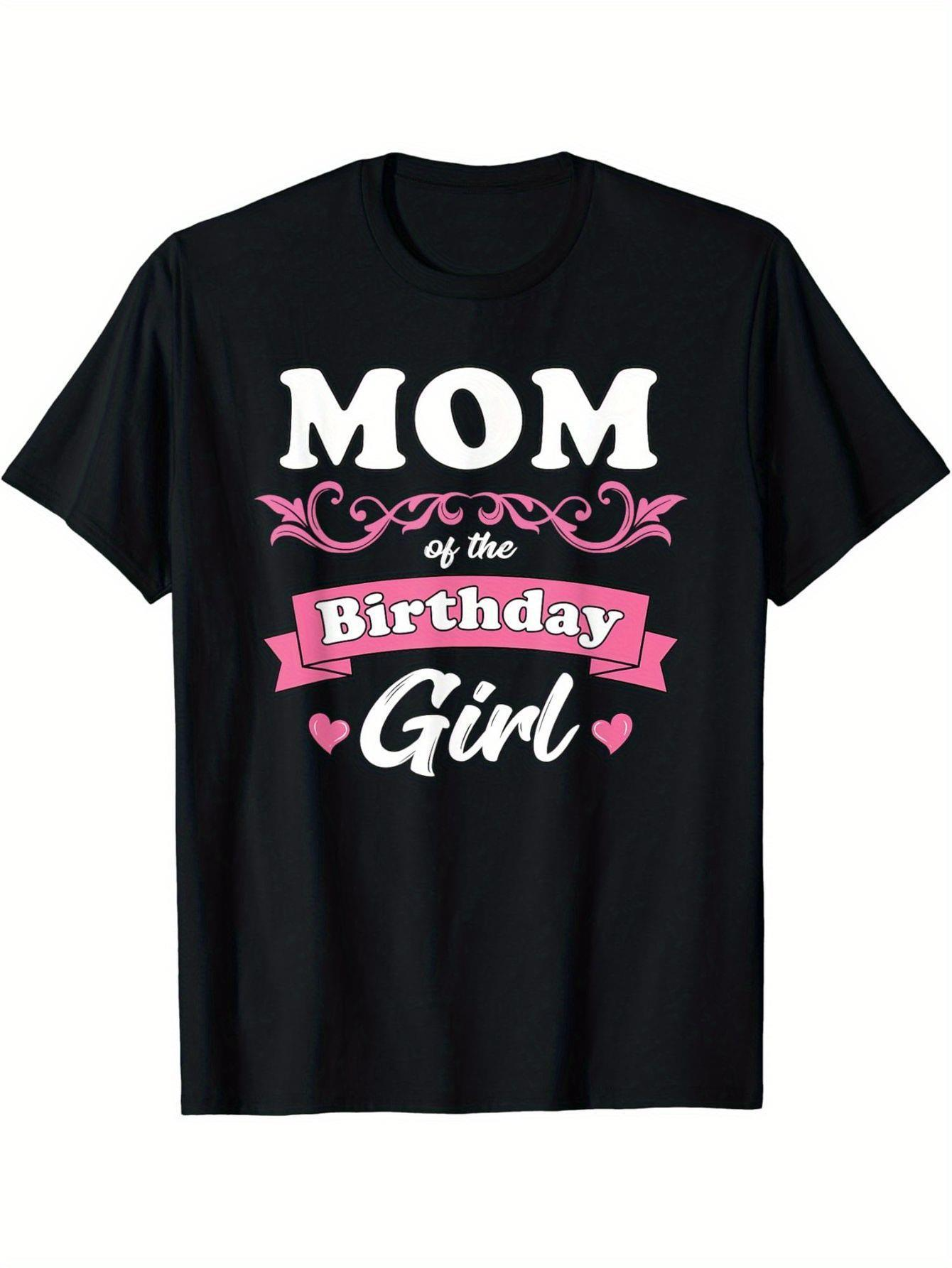 Men's Graphic T-Shirt Mom Of The Birthday Girl With Pink Banner Flourish