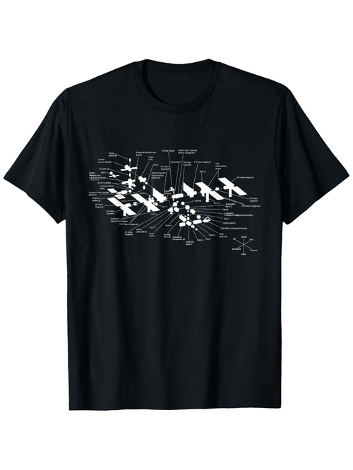 Men's Graphic T-Shirt Technical Diagram Drawing With Flying Jet Fighters Formation