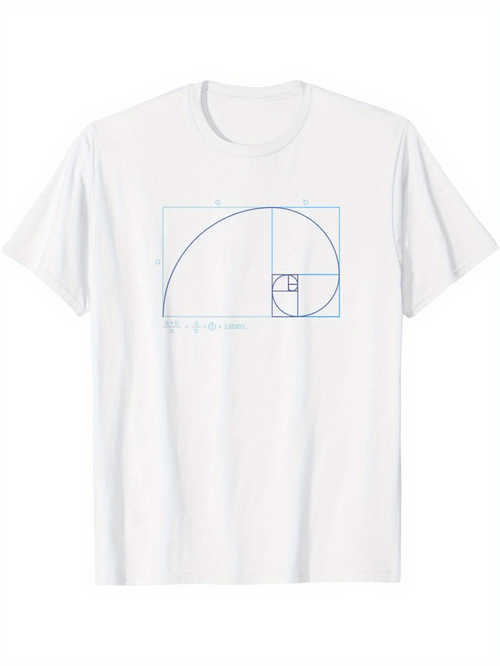 Men's Graphic T-Shirt Geometric Spiral Printed Blueprint Golden Ratio Diagram