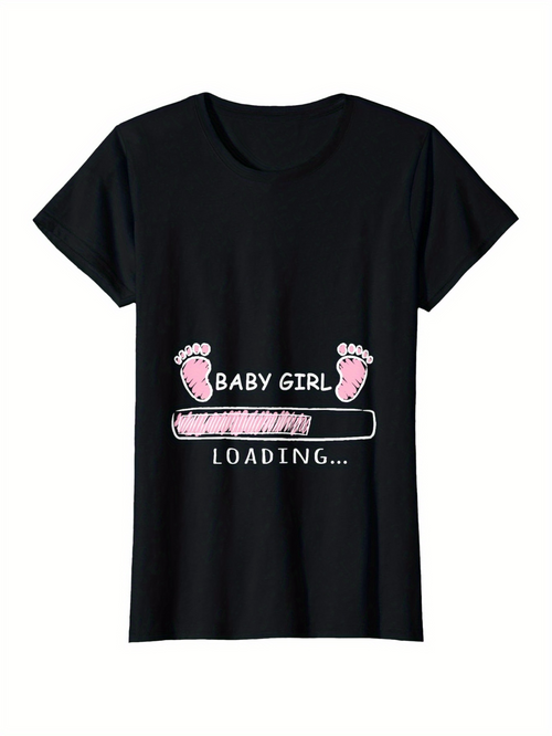 Men's Graphic T-Shirt Baby Girl Loading With Pink Baby Footprints And Progress Bar