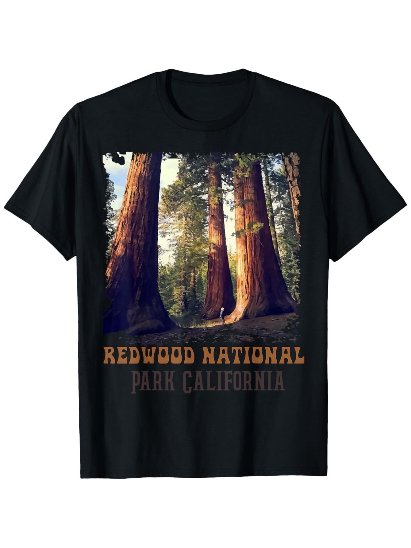 Men's Graphic T-Shirt Redwood National Park California Sunlight Through Ancient Giant Trees