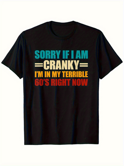 Men's Graphic T-Shirt Sorry If I Am Cranky Retro Color Blocked Slogan Statement Quote T Shirt