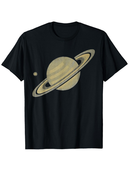 Men's Graphic T-Shirt Golden Celestial Rings Orbiting In Deep Space Saturn Planet