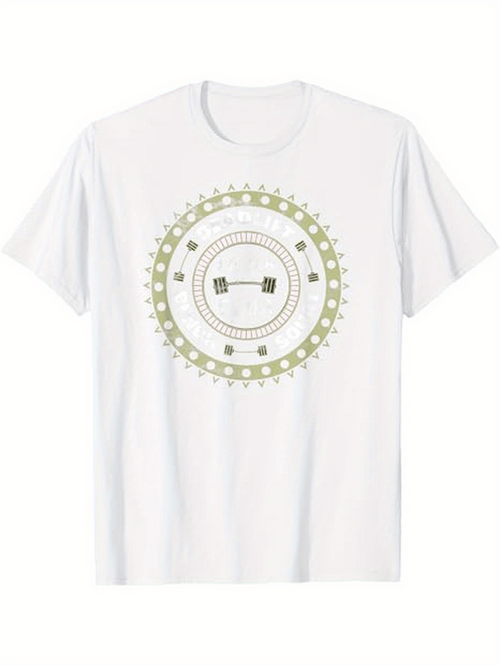 Men's Graphic T-Shirt Decorative Circular Pattern With Abstract Studded Elements Centerpiece