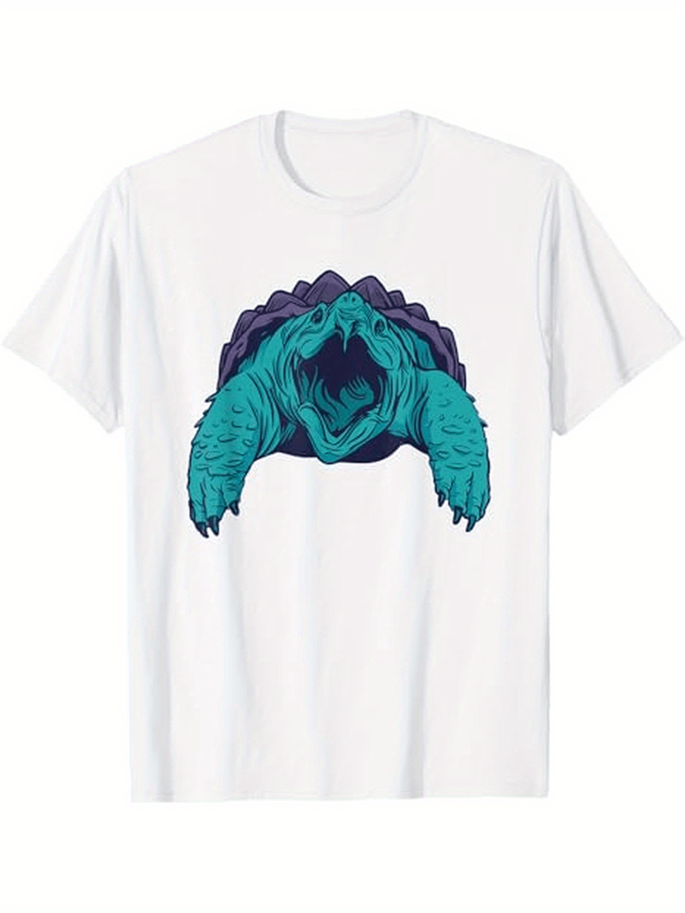 Men's Graphic T-Shirt Vibrant Teal Sea Creature Emerging From Shadows Turtle