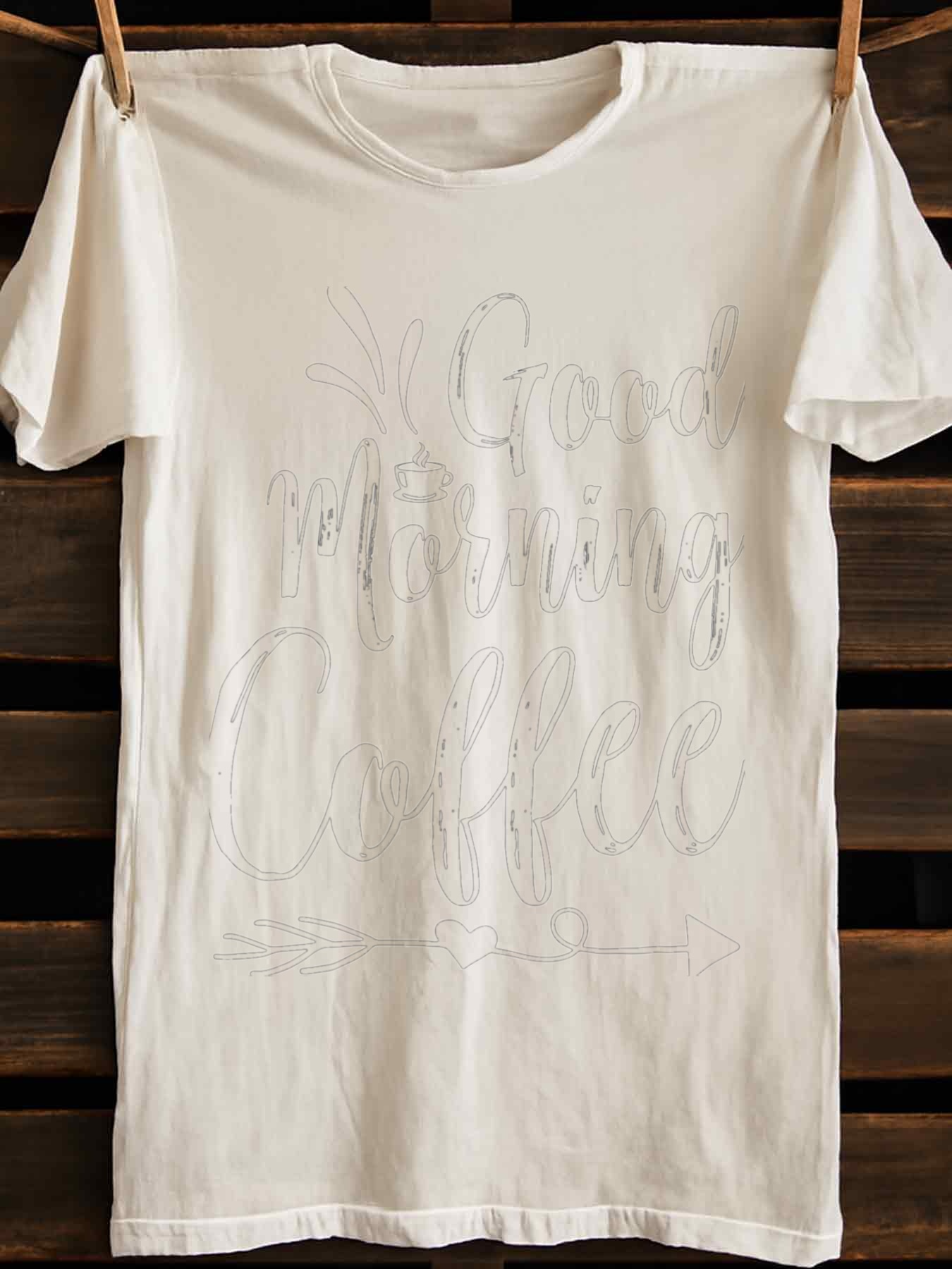 Men's Graphic T-Shirt Good Morning With Handwritten Calligraphy And Sun Shining Coffee