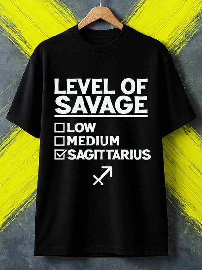 Men's Graphic T-Shirt Level Of Savage Sagittarius Star Sign Zodiac Symbol T Shirt