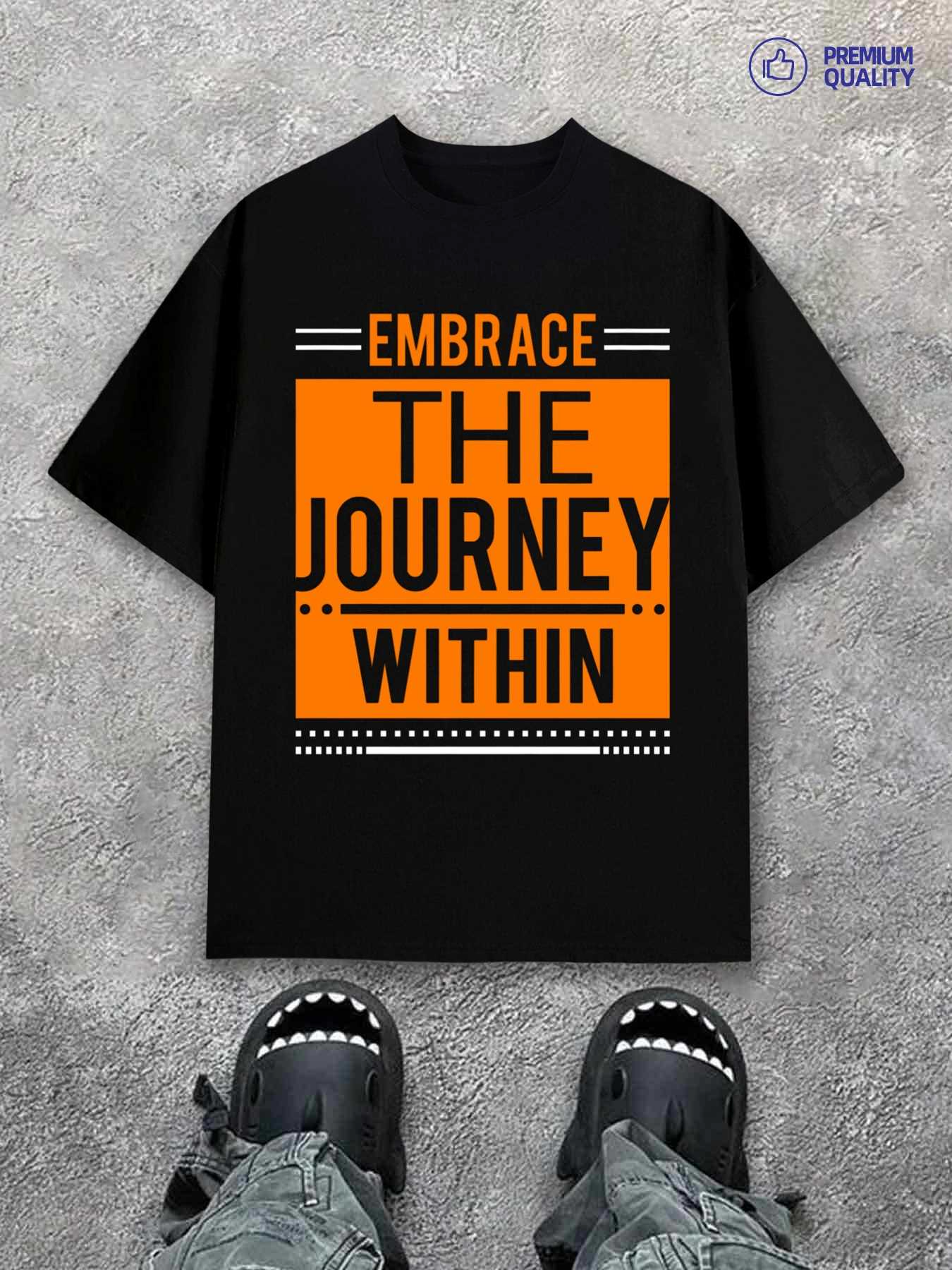 Men's Graphic T-Shirt Embrace The Journey Within Bold Orange Text Motivational Quote