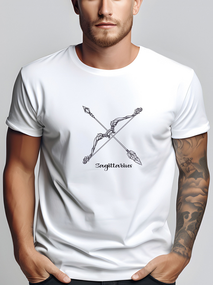 Men's Graphic T-Shirt Sagittarius Crossed Arrows With Detailed Engravings Zodiac Symbol
