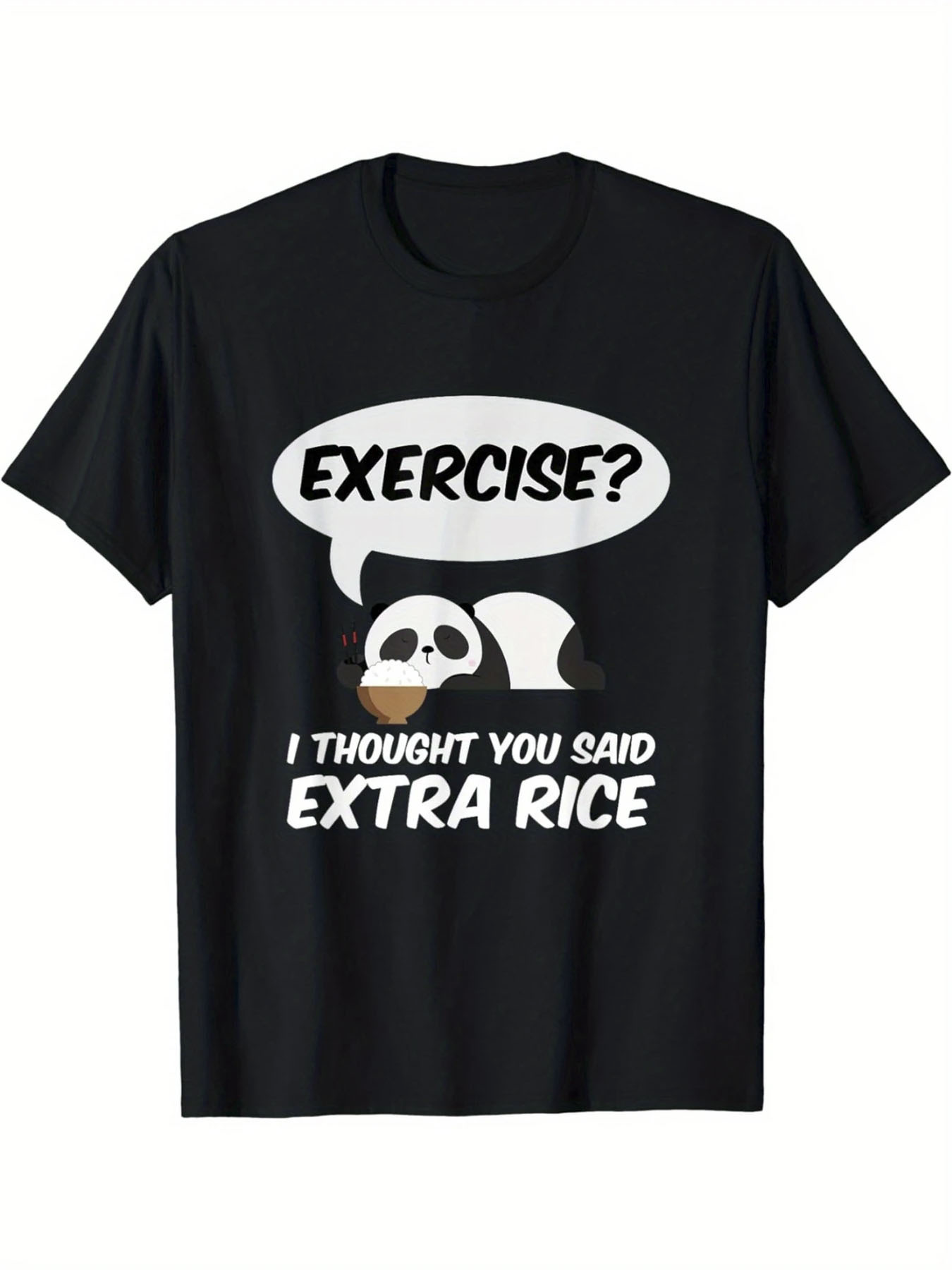 Men's Graphic T-Shirt Exercise I Thought You Said Extra Rice With Cute Cartoon Panda Lying Down