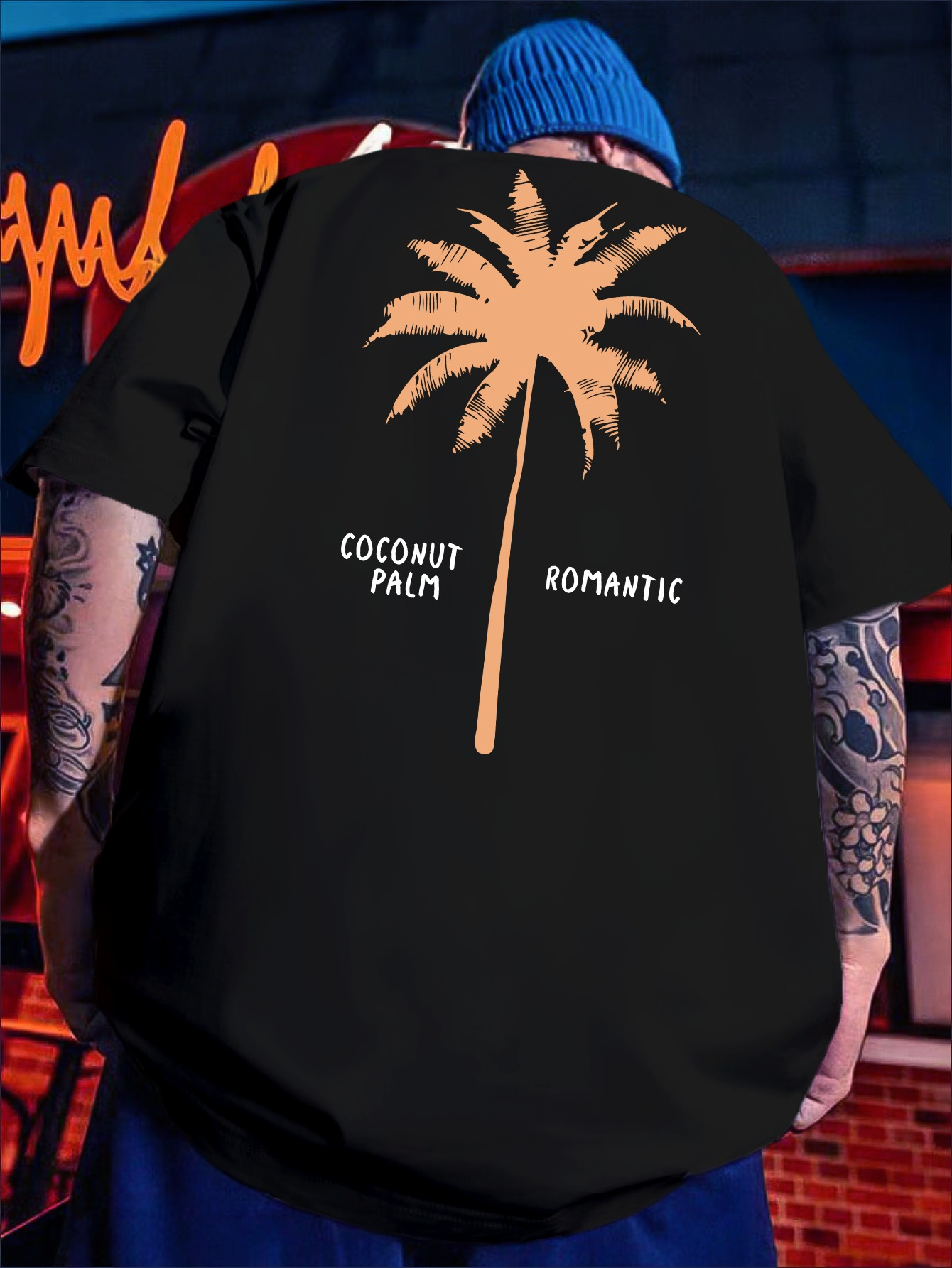 Men's Graphic T-Shirt Coconut Palm Romantic Summer Night With Sunset Glow And Silhouetted Palm Tree