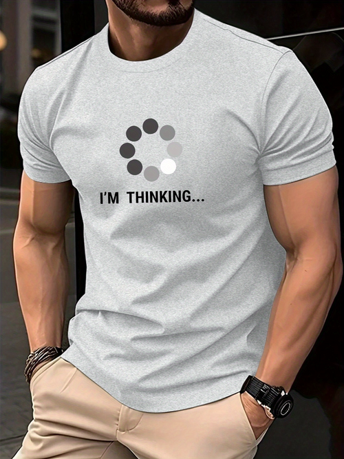 Men's Graphic T-Shirt Im Thinking Digital Loading Symbol With Monochrome Circular Dots Pattern