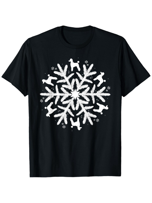 Men's Graphic T-Shirt Playful Dogs And Elegant Snowflake Pattern Centerpiece Snowflake