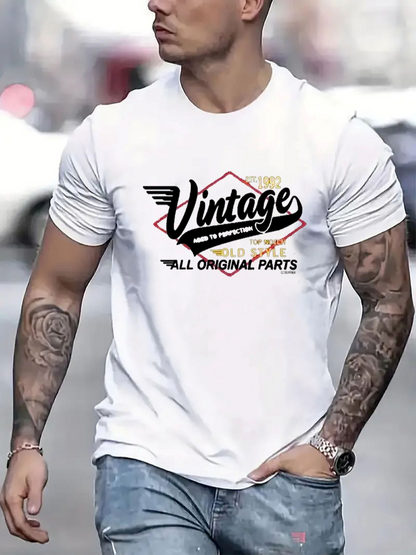 Men's Graphic T-Shirt Vintage Classic Retro Style With Bold Lettering On Soft Cotton T Shirt