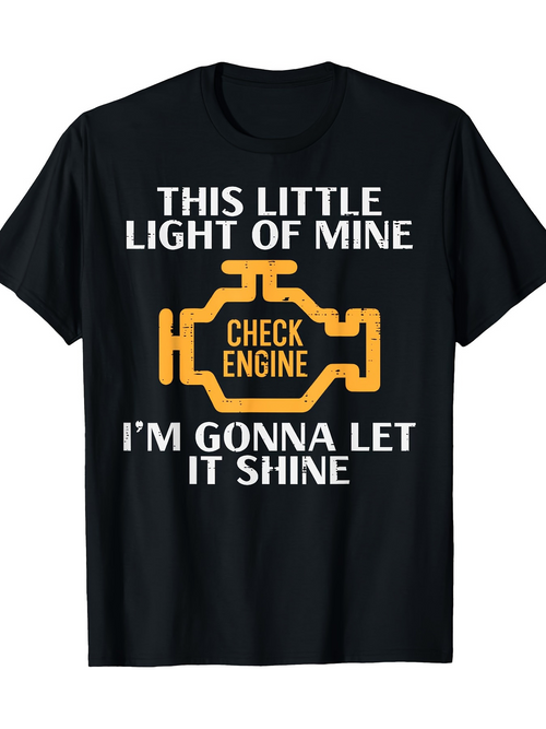 Men's Graphic T-Shirt This Little Light Of Mine Yellow Check Engine Symbol Under Engine