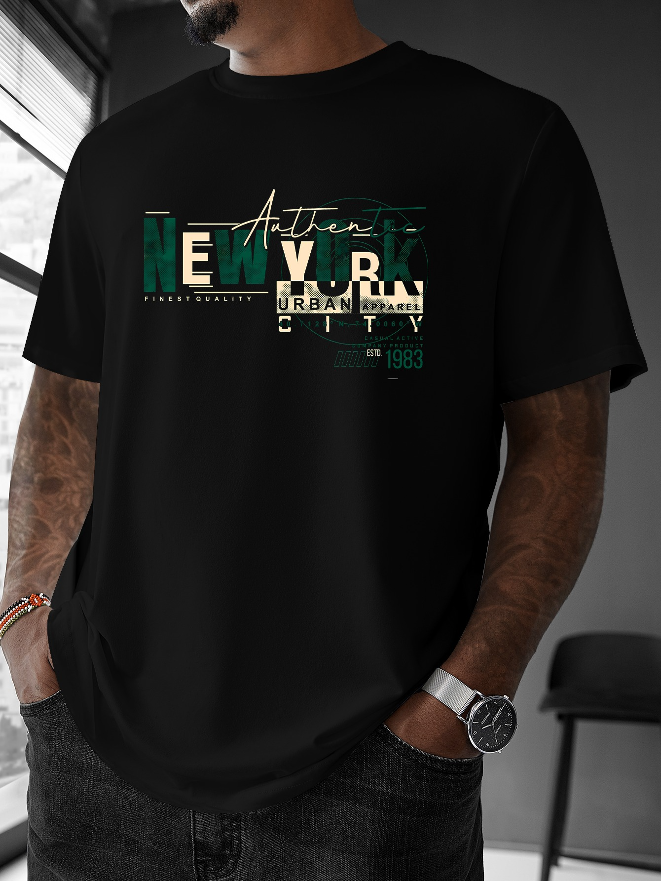 Men's Graphic T-Shirt Urban Life Iconic Skyline With Bold Graphic New York