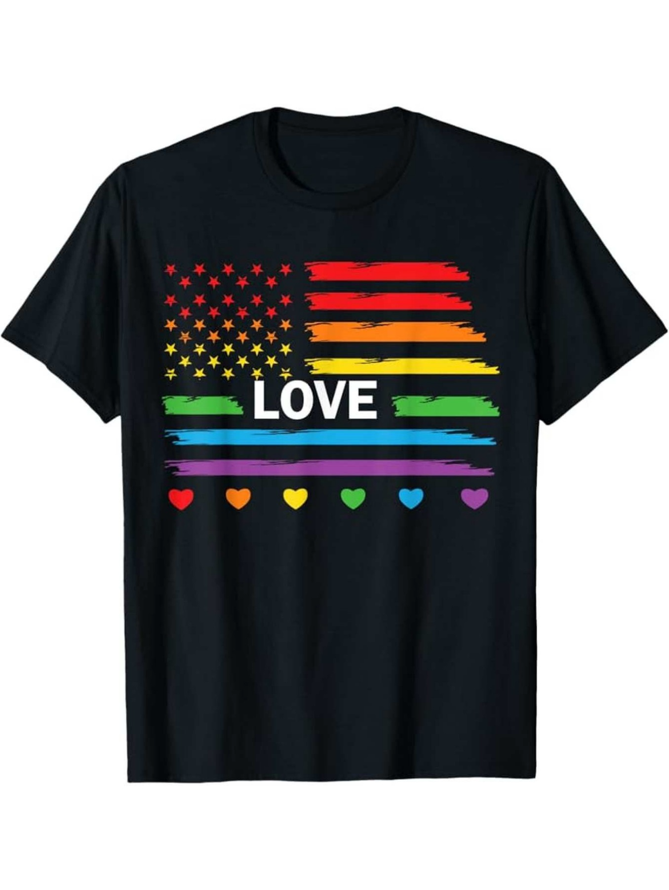 Men's Graphic T-Shirt Love Rainbow Flag With Colorful Hearts And Stripes Flag