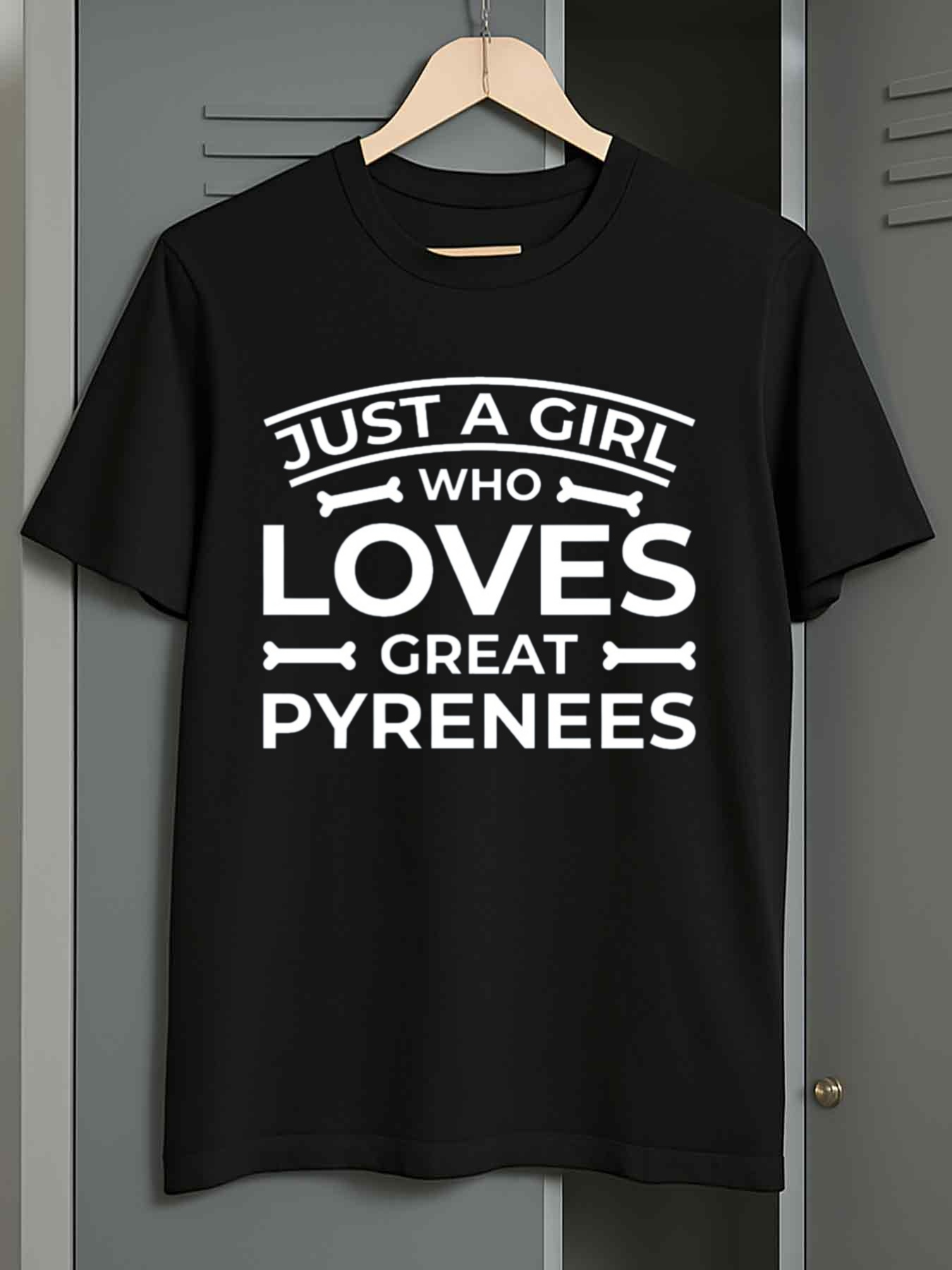 Men's Graphic T-Shirt Just A Girl Who Loves Great Pyrenees Surrounded By Minimalist Bone Icons