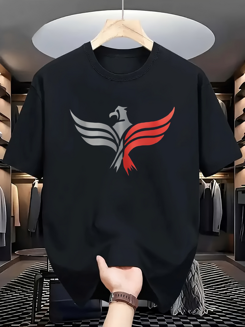 Men's Graphic T-Shirt Dynamic Contrast Wings With Abstract Bold Striped Eagle