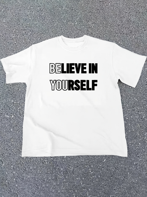 Men's Graphic T-Shirt Be Yourself Motivational Bold Words On Crisp White Fabric T Shirt