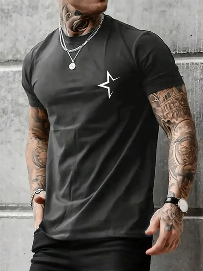Men's Graphic T-Shirt Simple Urban Style With Single White Graphic Star