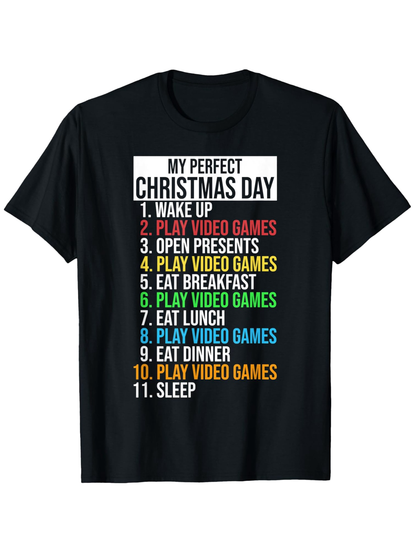 Men's Graphic T-Shirt My Perfect Christmas Day Colorful Playful List On Black T Shirt