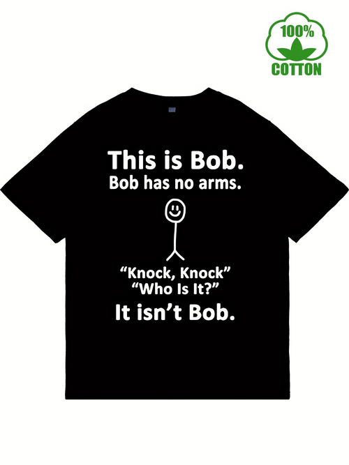 Men's Graphic T-Shirt This Is Bob Stick Figure White Lettered Graphic Bob