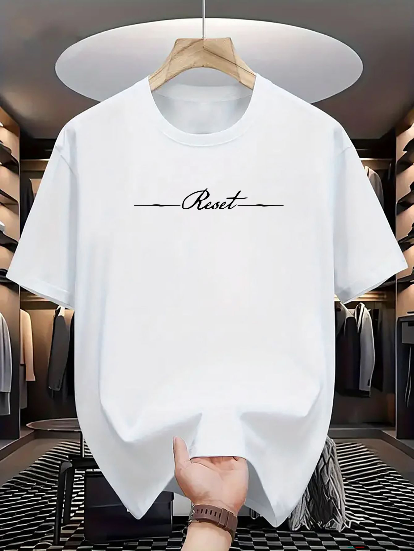 Men's Graphic T-Shirt Minimal Script Lines With Elegant Black Lettering Shirt