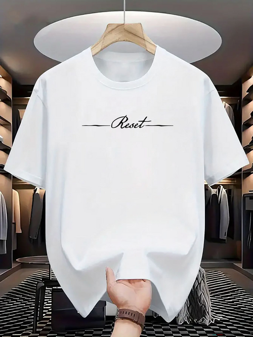 Men's Graphic T-Shirt Minimal Script Lines With Elegant Black Lettering Shirt