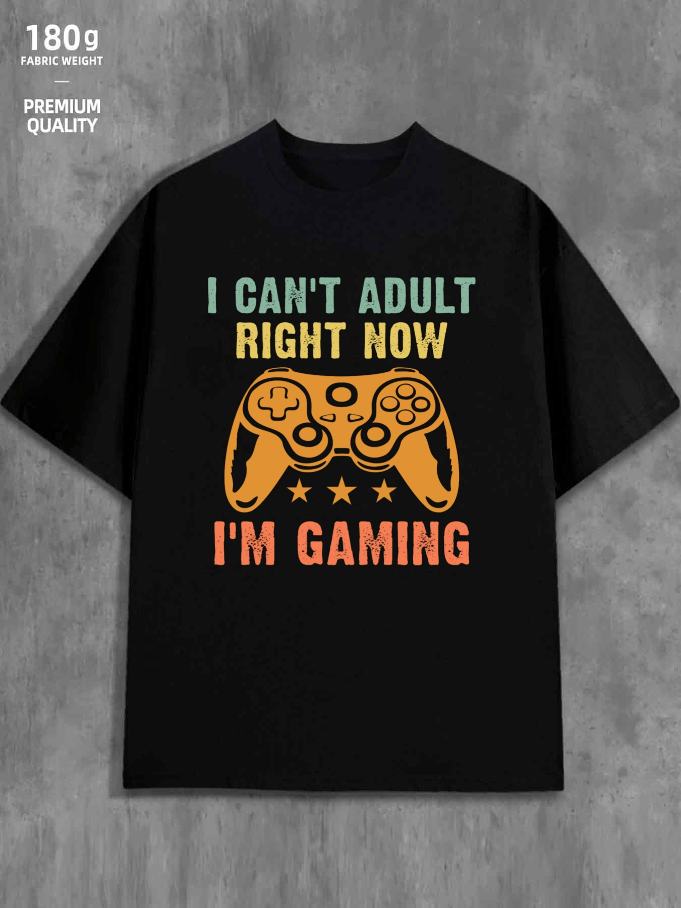 Men's Graphic T-Shirt I Cant Adult Right Now Retro Style With Yellow Gamepad Controller