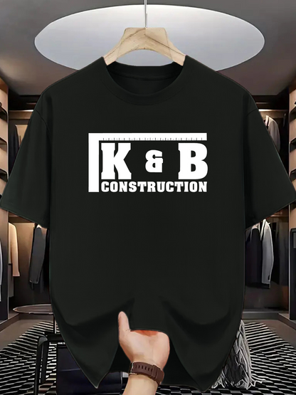 Men's Graphic T-Shirt K And B Construction Bold White Print Against Cotton Fabric T Shirt